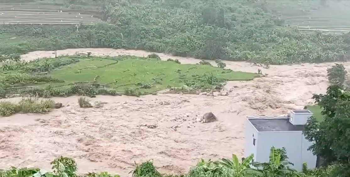 The flood situation in Lai Chau is quite complicated. Photo: Lai Chau Newspaper and Radio and Television