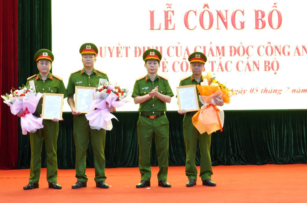 Announcement ceremony of personnel transfer decisions at Thanh Hoa Provincial Police. Photo: Thanh Hoa Provincial Police