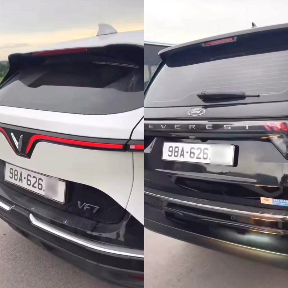 One license plate but attached to 2 different cars. Photo: Traffic Police Department