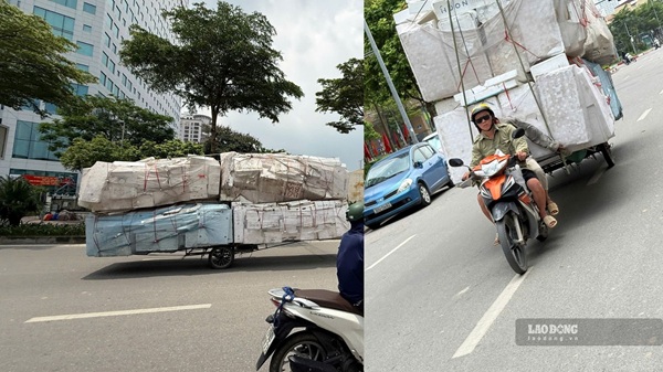 Xe ba bánh tự chế vẫn là nỗi lo trên đường phố Hà Nội. Ảnh: Minh Hạnh