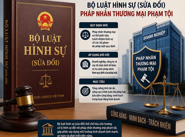 Bộ Công an vừa có đề xuất liên quan đến pháp nhân thương mại phạm tội. Ảnh: Quang Việt (Đồ họa được hỗ trợ thực hiện bởi AI)