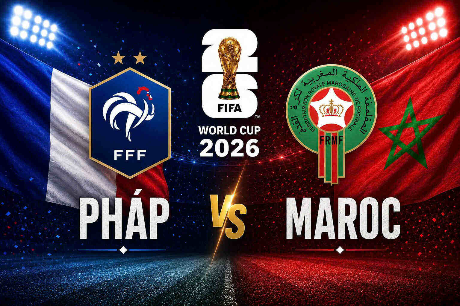 Prédiction du match France vs Maroc en quarts de finale de la Coupe du Monde 2026. Graphique: Văn An