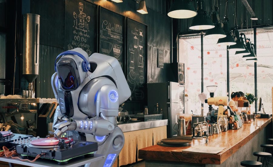 More and more cafes choose to use AI-produced music to open during business. Graphics: AI