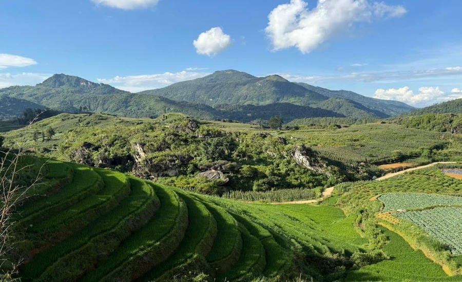 Khung cảnh núi non hùng vĩ cùng những thửa ruộng bậc thang tạo nên vẻ đẹp đặc trưng của Sa Pa. Ảnh: Nhân vật cung cấp