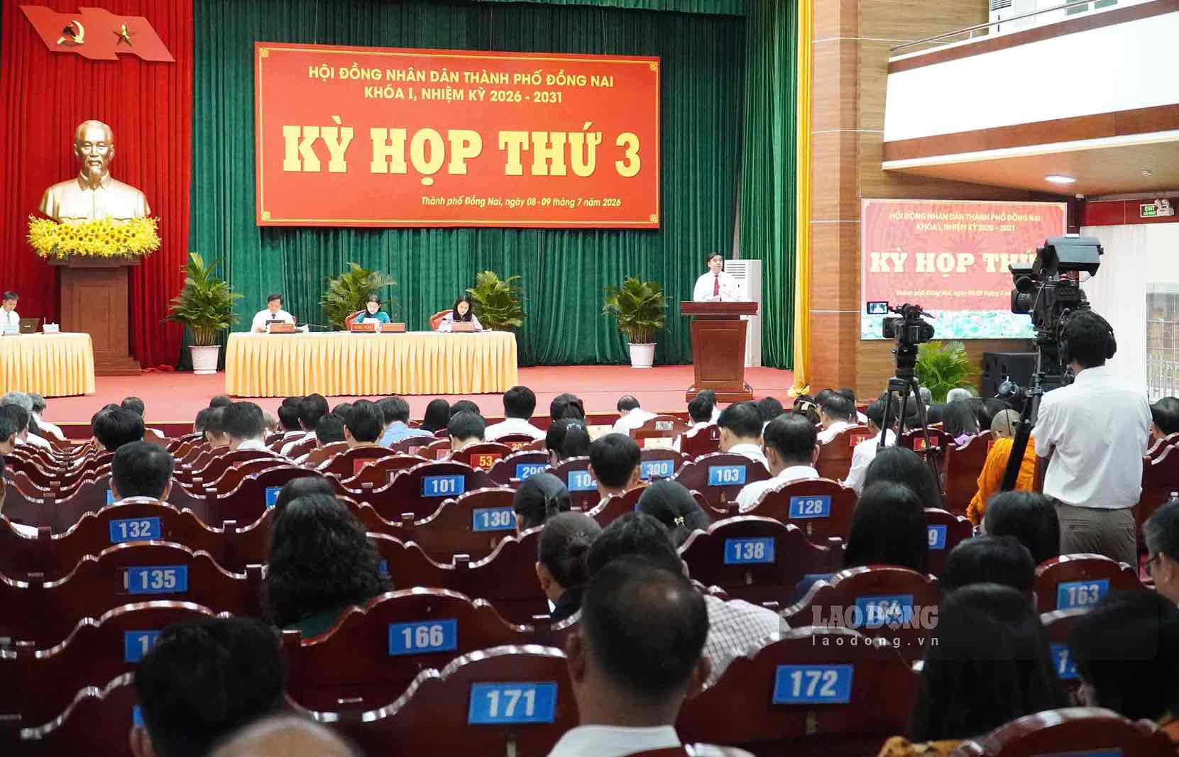 Kỳ họp thứ 3, HĐND TP Đồng Nai, khóa I, nhiệm kỳ 2026-2031 sáng 9.7. Ảnh: HAC