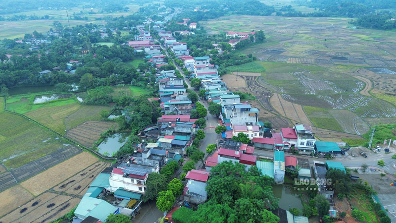 Một góc của xã Võ Lao (Lào Cai) nhìn từ trên cao. Ảnh: Đinh Đại