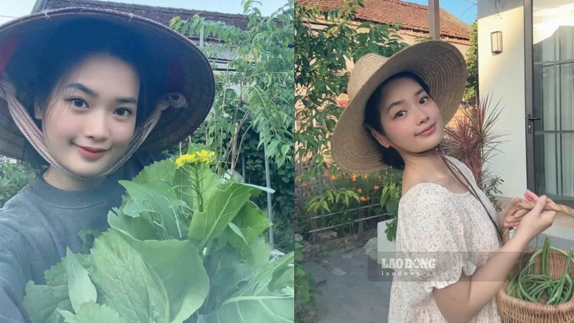 Chị Đặng Giang biến khoảng sân thành vườn rau sạch phục vụ gia đình. Ảnh: Huyền Trang