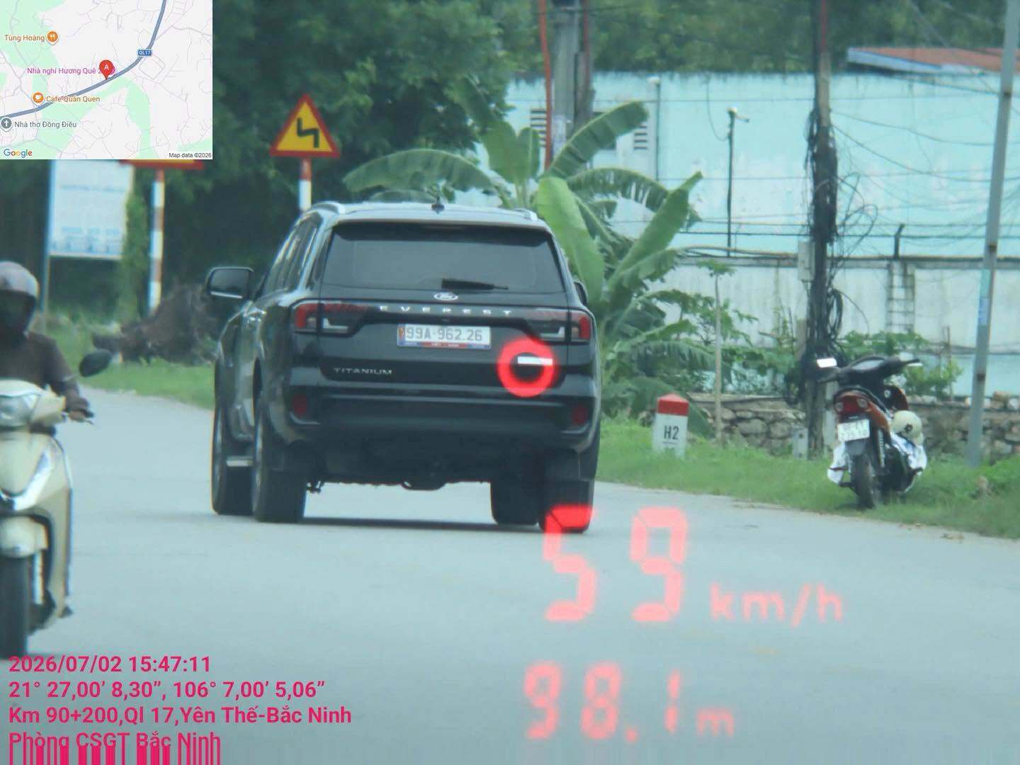Car owner fined remotely in Yen The, Bac Ninh. Photo: Bac Ninh Traffic Police