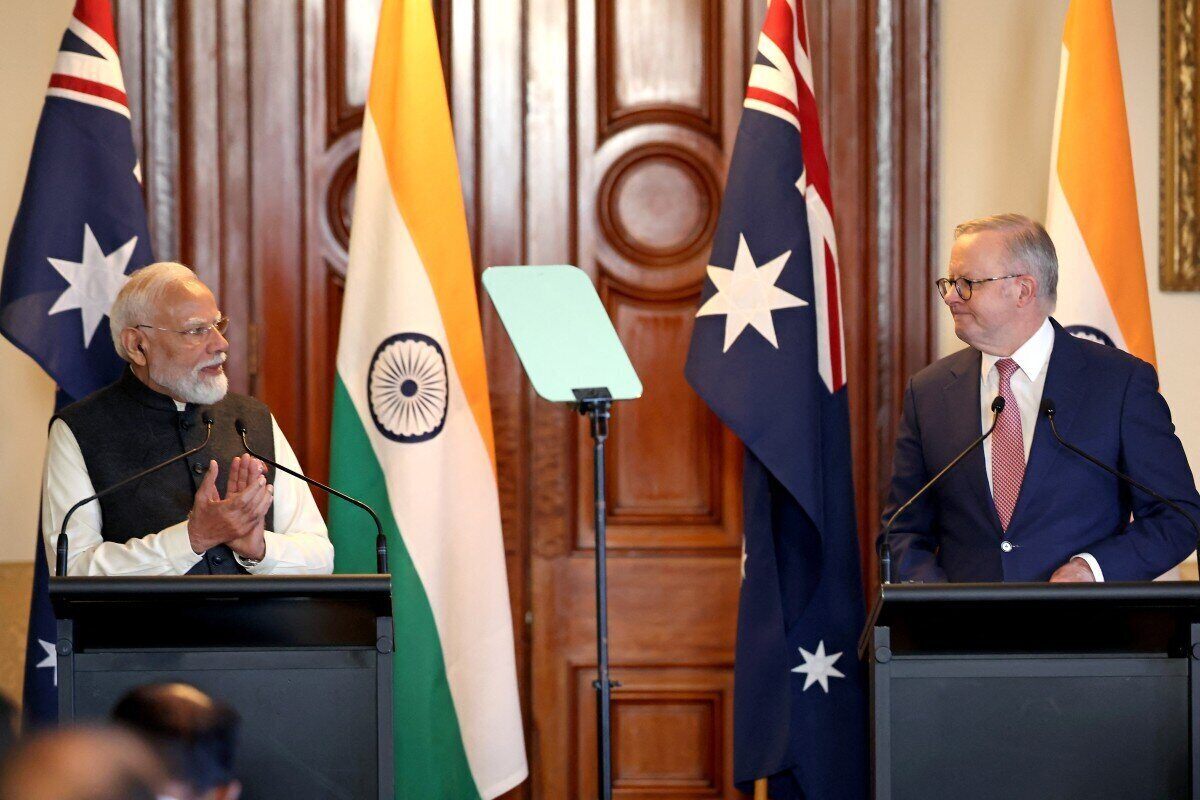 Australian Prime Minister and Indian Prime Minister meet on July 9th. Photo: AFP