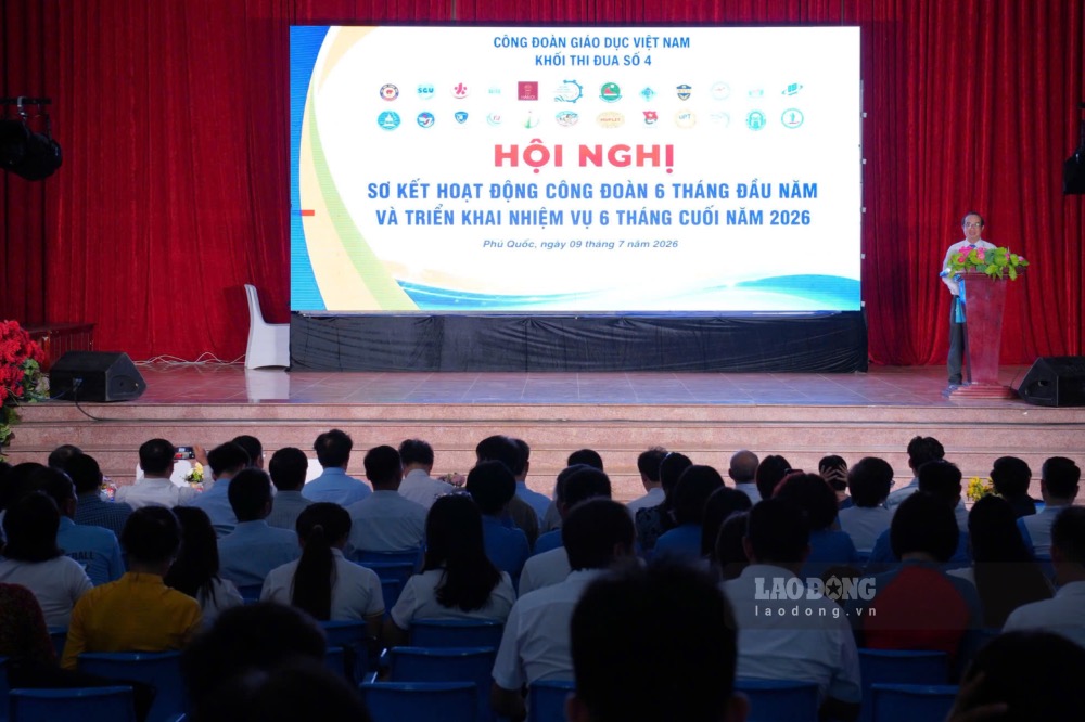 Conference to summarize trade union activities in the first 6 months of 2026. Photo: Kien Giang University.