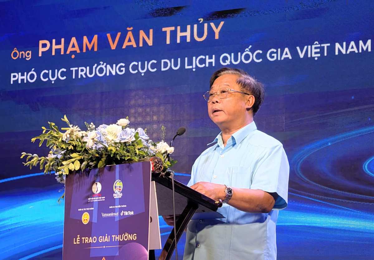Ông Phạm Văn Thủy - Phó Cục trưởng Cục Du lịch Quốc gia Việt Nam phát biểu tại sự kiện. Ảnh: Vũ Mai