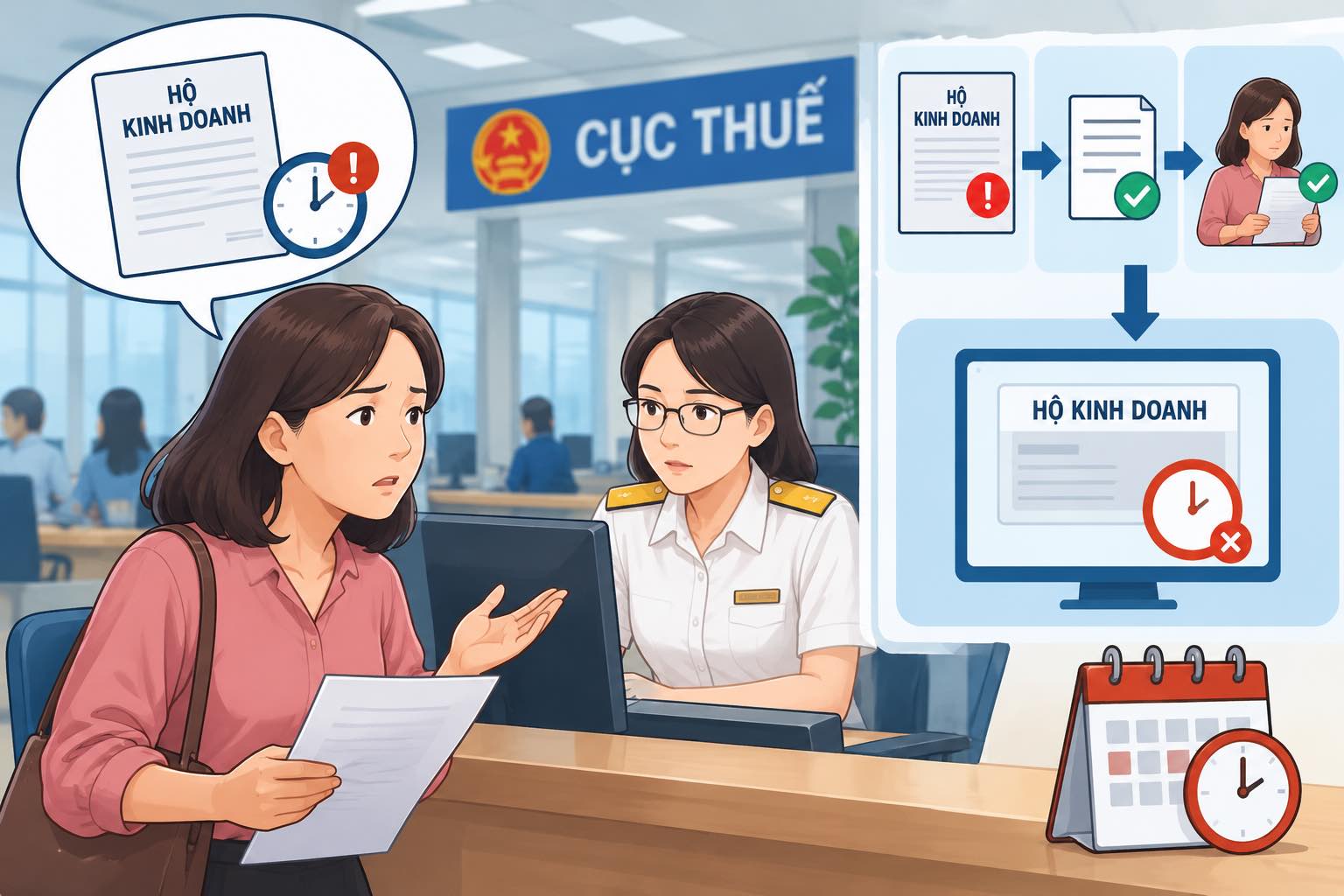 Một công dân  phản ánh chậm giải quyết hồ sơ đăng ký hộ kinh doanh tại Khánh Hòa. Ảnh AI: Hữu Long