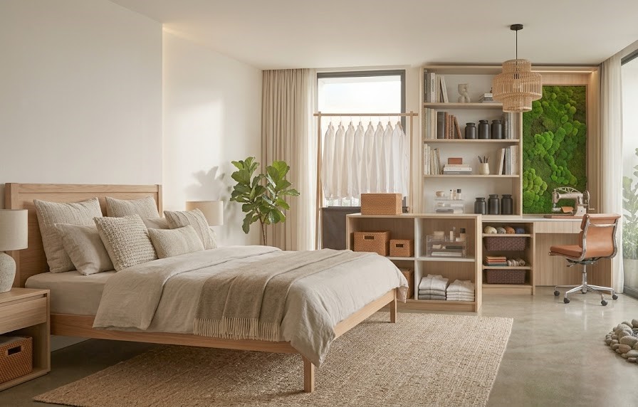 Reasonable arrangement and removal of unnecessary items will help improve the quality of the bedroom space. Photo created by AI