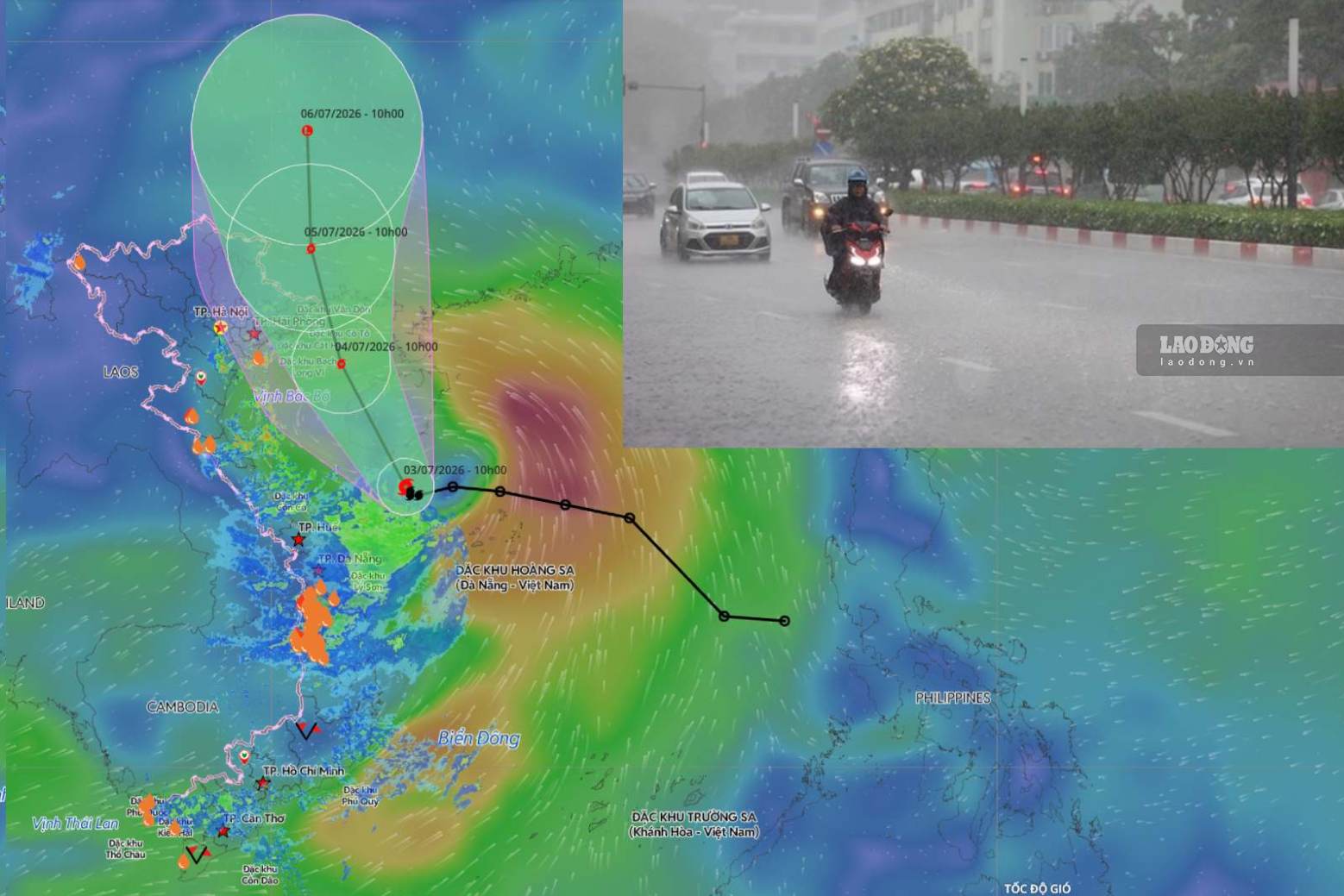 Storm No. 1 in early July 2026 caused rain in the Northeast provinces. Photo compiled by: An An/ Source: Vietnam Disaster Monitoring System