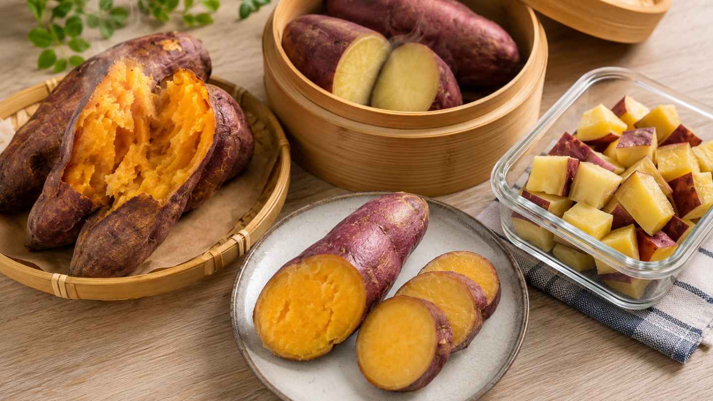 Cách chế biến khoai lang ảnh hưởng đáng kể đến tốc độ tăng đường huyết sau ăn. Ảnh có sự hỗ trợ của AI