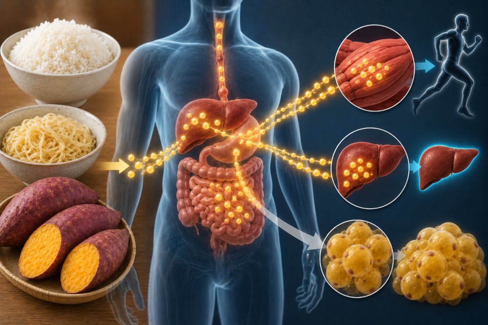 L'excès de graisse ne s'accumule que lorsque le corps reçoit plus d'énergie que nécessaire et que les réserves de glycogène sont pleines. Photo prise avec l'aide de l'IA