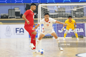 Live football match Vietnam futsal team vs Russia at Thailand friendly tournament. Photo: PASO Futsal