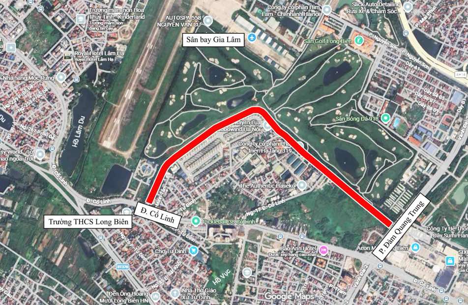 The new street in Long Bien ward is named Vu Lap. Photo: Google Maps