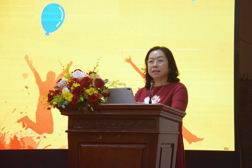 Phó Chủ tịch Tổng Liên đoàn Lao động Việt Nam Thái Thu Xương phát biểu tại chương trình. Ảnh: Thu Mai