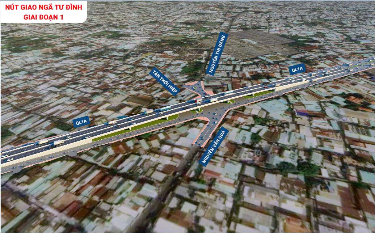 Phối cảnh dự án nút giao Ngã Tư Đình khi hoàn thành.  Ảnh: Ban Giao thông TPHCM