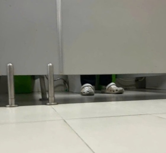 The hidden cameraman barricaded himself in the women's restroom. Photo: Reader provided