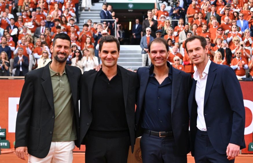 Nadal với các đối thủ cùng thời - Novak Djokovic, Roger Federer, Andy Murray. Ảnh: Trang Rafa Nadal