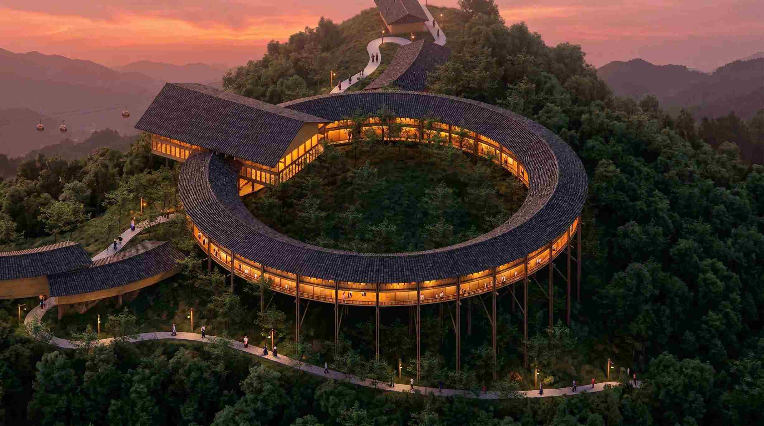 Muong Phang cable car complex project will connect to Pu To Co peak. Photo: Dien Bien Department of Construction