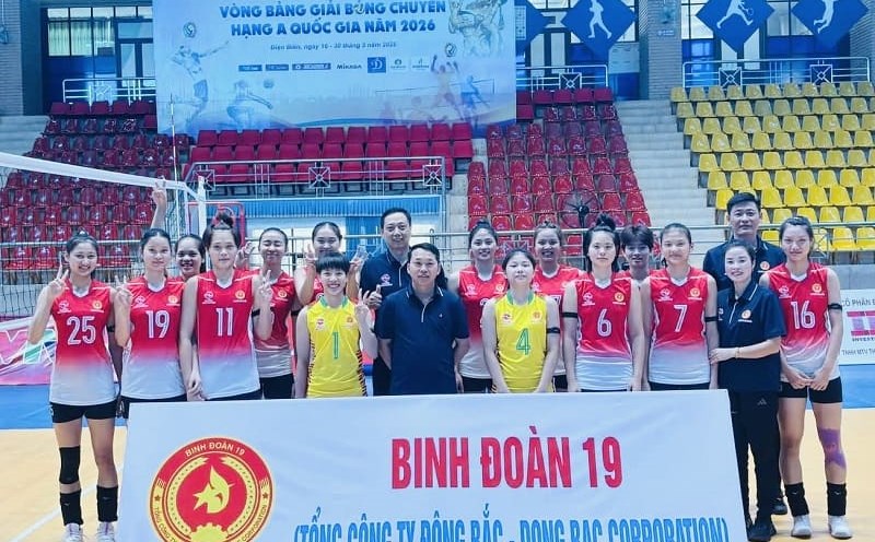 The young women's volleyball team of the Information Corps is a candidate for the championship of this year's National Youth Tournament. Photo: Information Corps