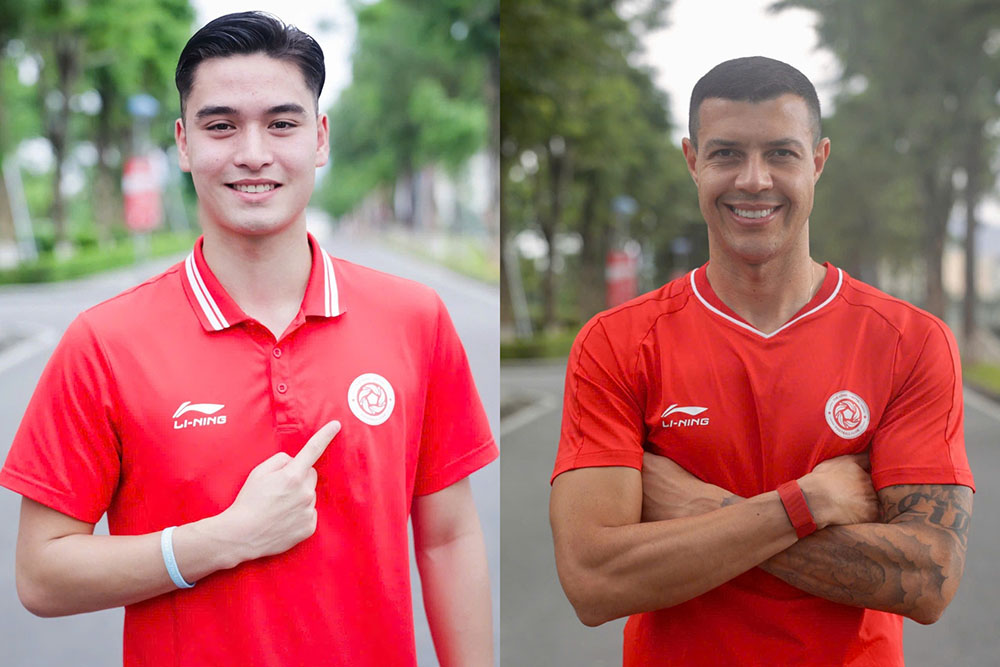 Central defender Lucas Alves (right) and goalkeeper Lawrence Caruso are two new signings of The Cong Viettel. Photo: The Cong Viettel Club