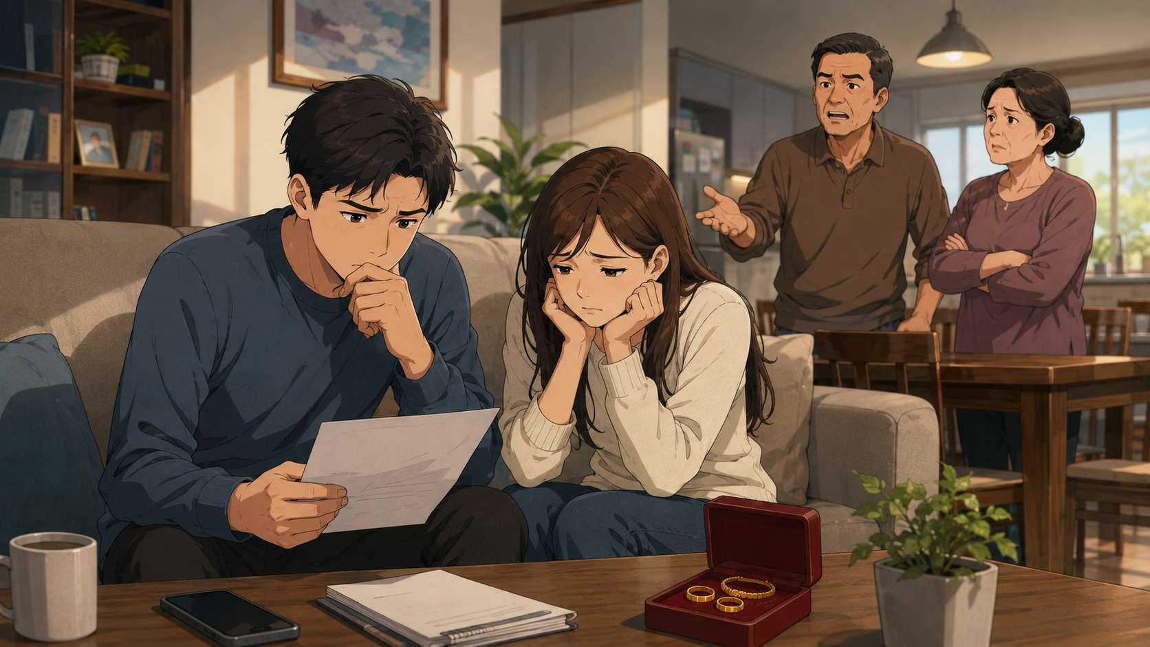 About to get married, the guy is worried about having to bear the debt of his wife's family. Photo: AI