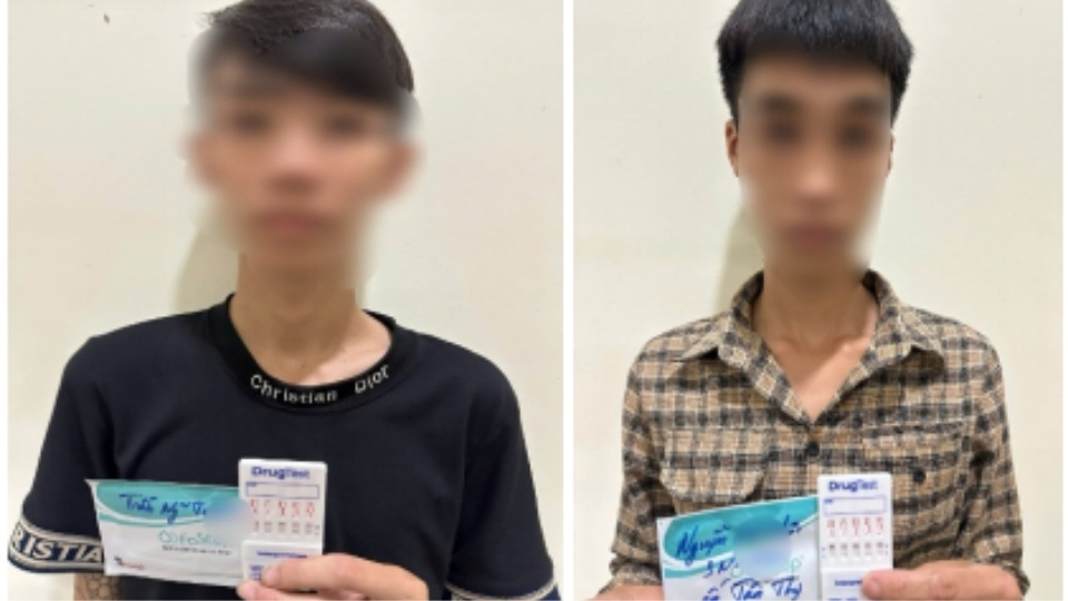 Hai đối tượng T.N.T.V và N.A.K dương tính với ma túy. Ảnh: Hoàng Lộc