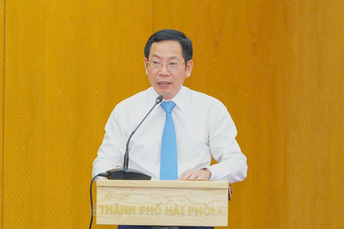 Mr. Vu Tien Phung - Head of the City Party Committee's Organization Committee speaks to receive the assignment. Photo: Hai Phong e-Portal