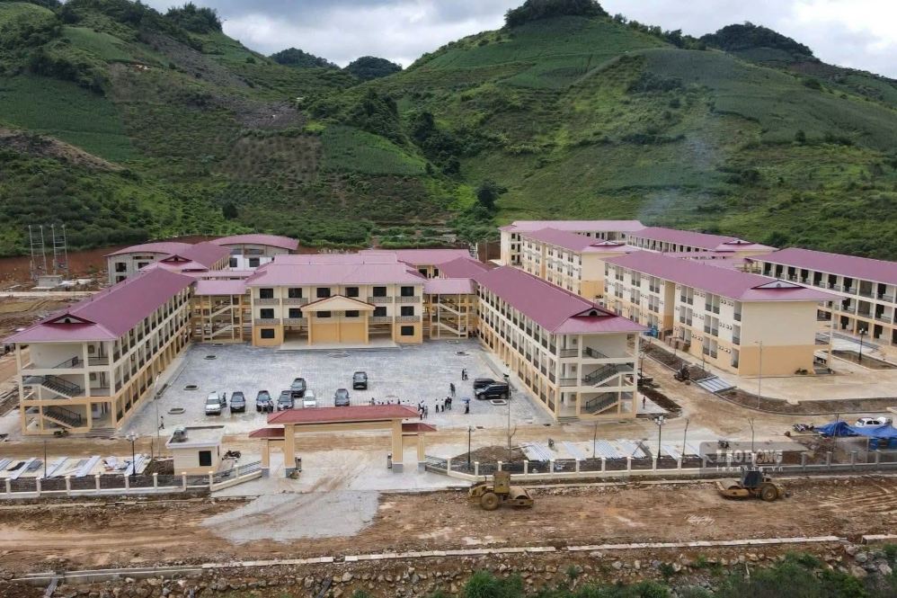 Trường nội trú liên cấp xã Phiêng Khoài, tỉnh Sơn La sắp hoàn thành. Ảnh: Tuấn Định