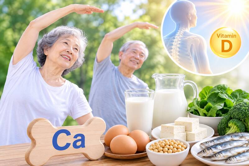 Supplementing enough calcium from milk, soybeans, green vegetables and small fish is one of the ways to help the elderly maintain bone health. Photo supported by AI