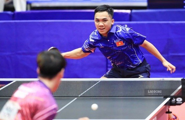 Tennis player Dinh Anh Hoang is an athlete of the People's Police Table Tennis Team competing at the X-2026 National Sports Games. Photo: Minh Dan
