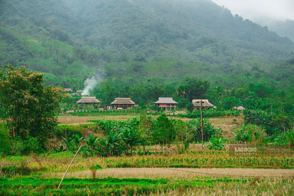 Những nếp nhà sàn truyền thống của người Tày trở thành điểm dừng chân hấp dẫn du khách. Ảnh: Hà Trung