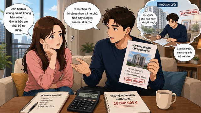 We planned to hold a wedding, but he found a house, chose an apartment, applied for a bank loan and then signed a contract without discussing it with me. Photos use AI: Huong Son