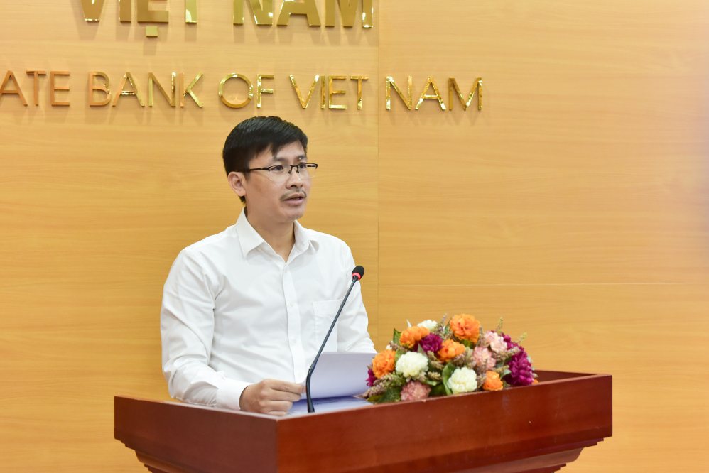 Mr. Hoang Minh Tien - Deputy Director of the Department of Information Technology, State Bank of Vietnam (SBV) speaking at the event. Photo: BTC.