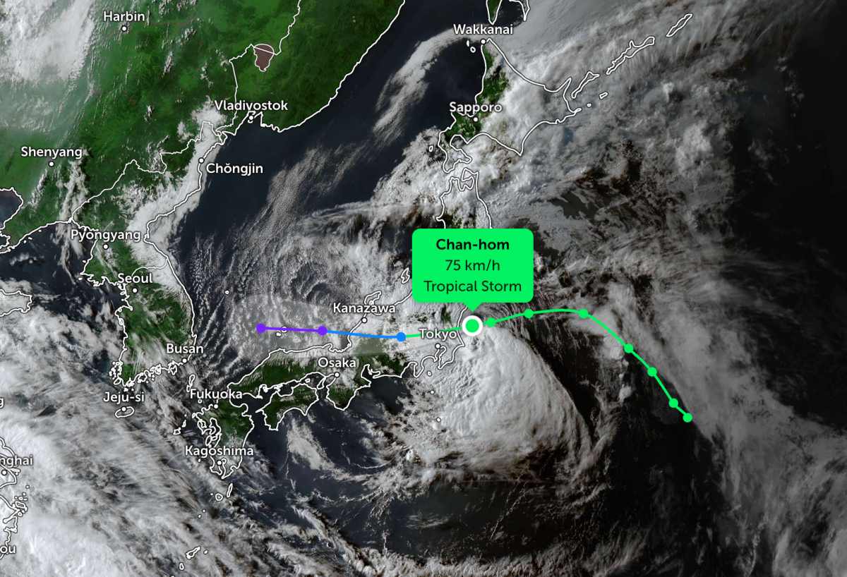 Update on the location of Typhoon Chan-hom in the Pacific Ocean. Photo: JTWC