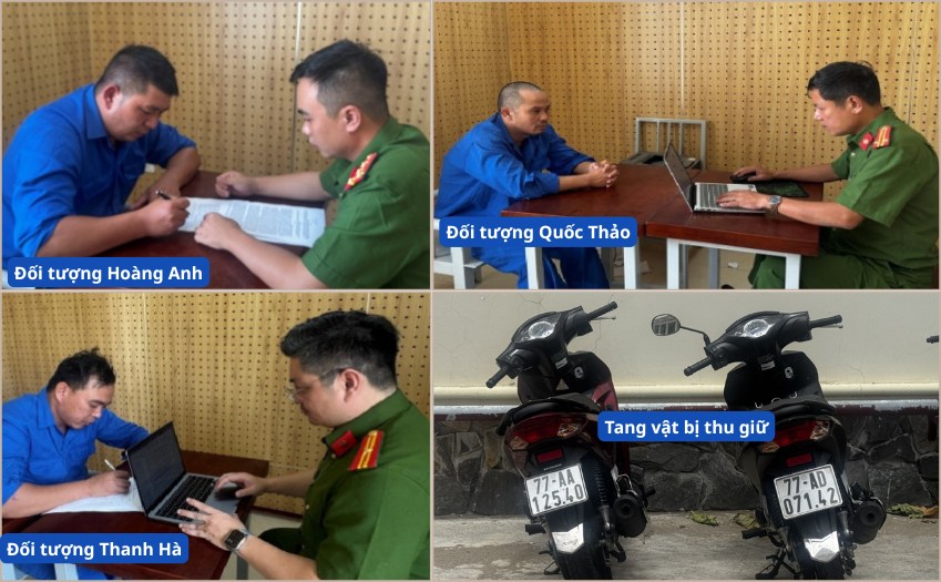 Công an Gia Lai bắt giữ 3 đối tượng trộm xe máy liên tỉnh. Ảnh: Công an cung cấp