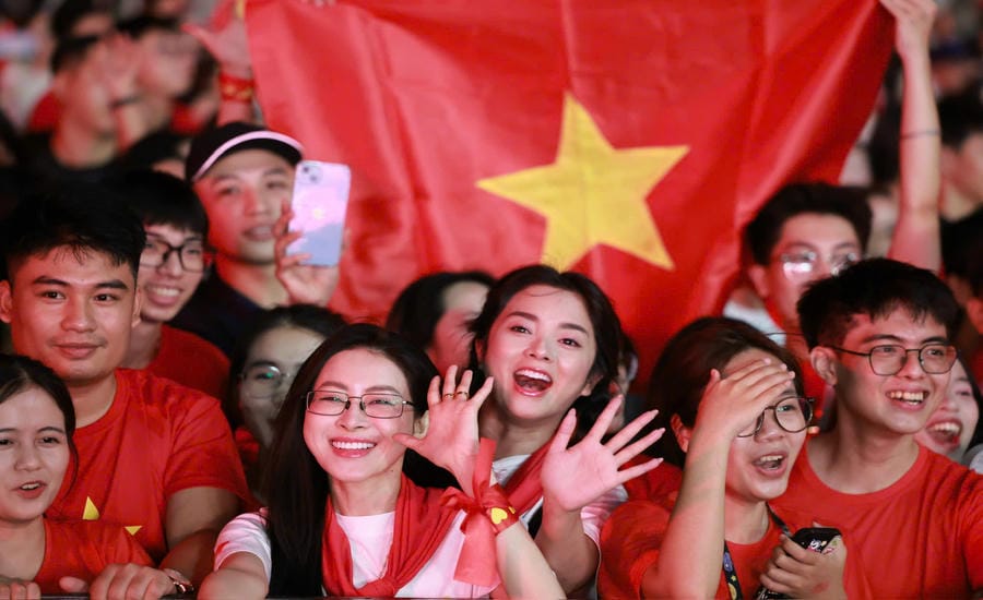 Chương trình nghệ thuật chính luận “Tổ quốc trong tim” tổ chức ngày 10.8.2025 tại sân vận động Mỹ Đình (Hà Nội). Ảnh: Hải Nguyễn