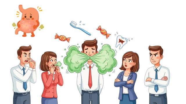 Bad breath can be a sign of stomach and digestive diseases. Graphic photo: Huong Son/ AI used