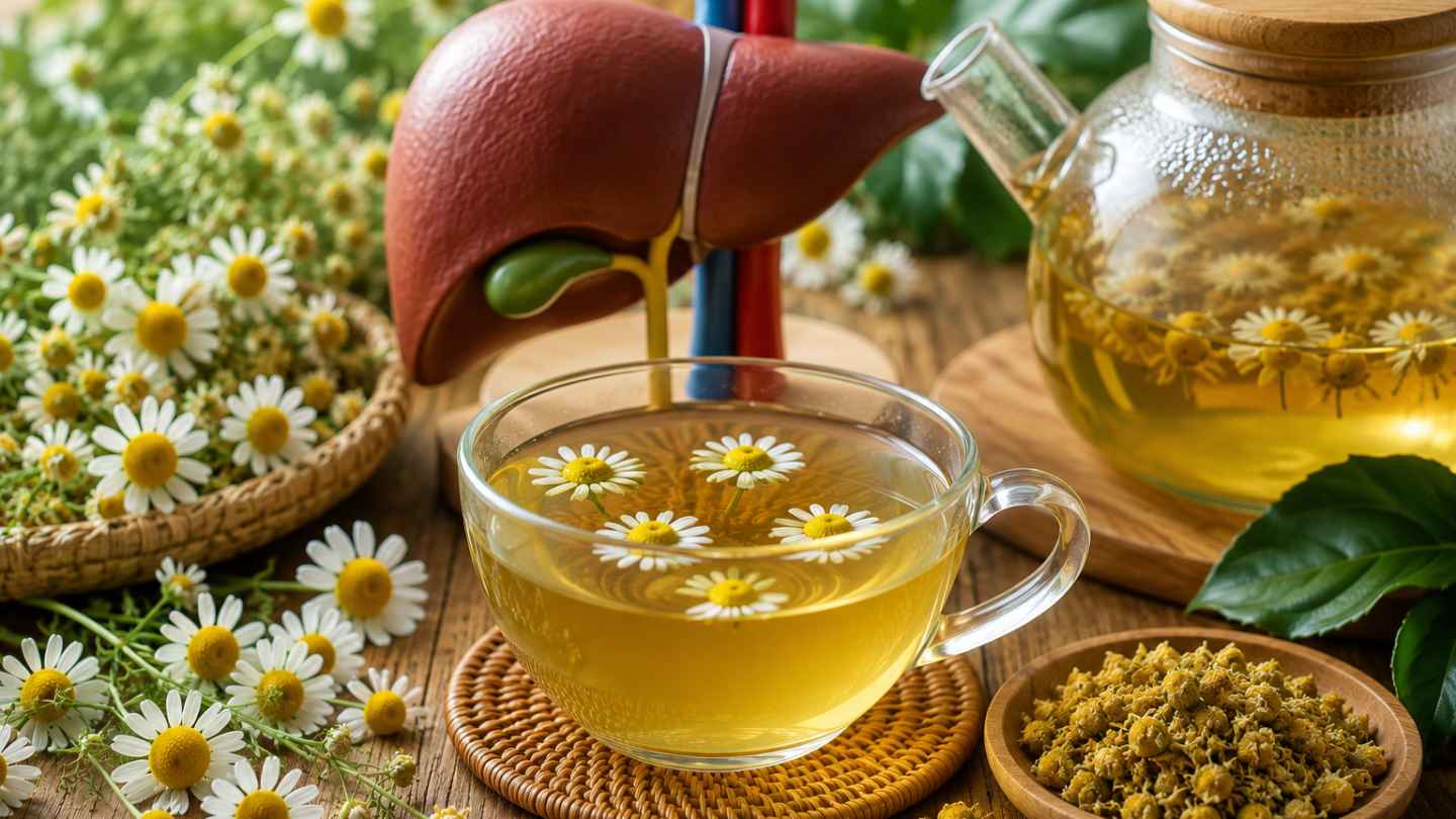 Drink chrysanthemum tea reasonably, combined with a healthy diet to protect liver health. Photo: AI