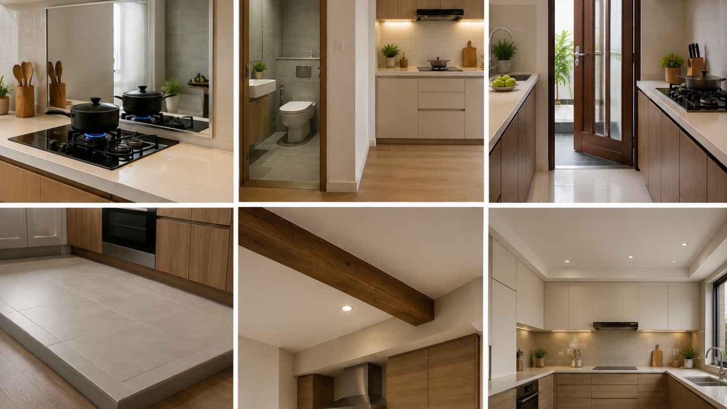 Cách sắp xếp các khu vực trong bếp cần bảo đảm thuận tiện và an toàn khi sử dụng. Ảnh có sự hỗ trợ của AI