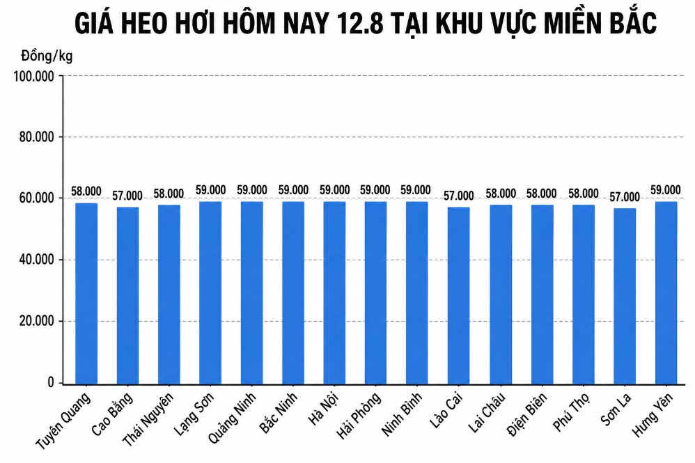Giá heo hơi hôm nay 12.8 tại khu vực miền Bắc. Đồ họa sử dụng AI