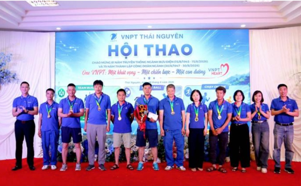VNPT Thai Nguyen has just organized a sports festival to celebrate the 81st anniversary of the industry's traditional day, and the 79th anniversary of the establishment of the Vietnam Science and Technology Union. Photo: Nguyen Thi Thoa/VNPT Thai Nguyen