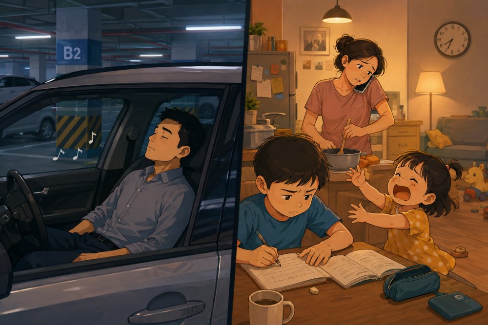 After rush hour, work and family pressure make many people need a quiet moment before returning to their loved ones. AI illustration: Vy Vy