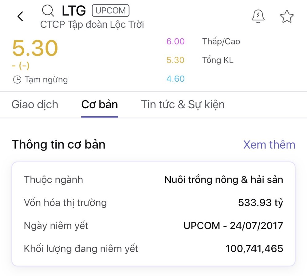 Loc Troi Group shares are being suspended from trading. Photo: Screenshot