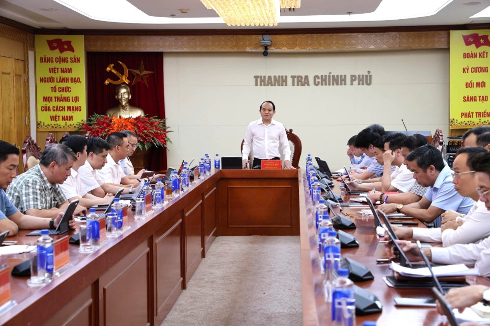 Inspector General of the Government Nguyen Quoc Doan directs to promote the construction of an inspection sector database at a meeting of subordinate units on key tasks for August. Photo: Government Inspectorate