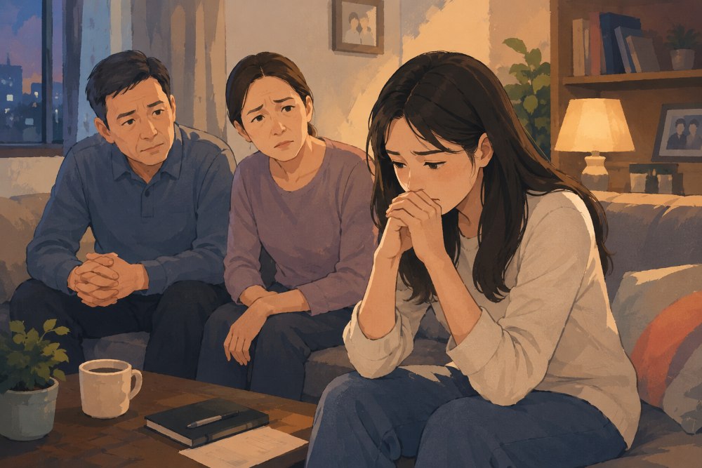 A conversation about work can become stressful when young people are always afraid that they are the cause of their parents' sadness. Illustration photo: AI